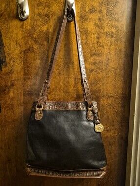 BRAHMIN 🖤🤎 TUSCAN COLLECTION Medium Shoulder Bag 🌟 EUC VINT Black/Brown Leath